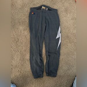 Aviator Nation Charcoal Joggers with White Lightning Bolt